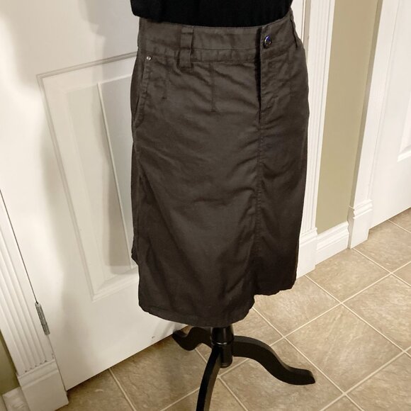 DE.CORP Dark cocoa brown 100% cotton a-line skirt Y2K utilitarian SMALL MEDIUM - Picture 4 of 15